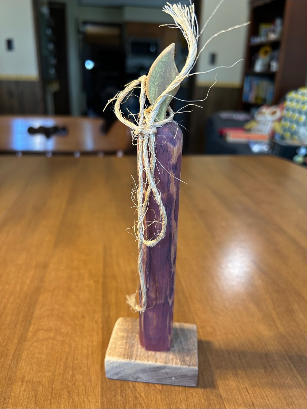 Rustic Purple Wood Taper Accent - Vintage Unbranded